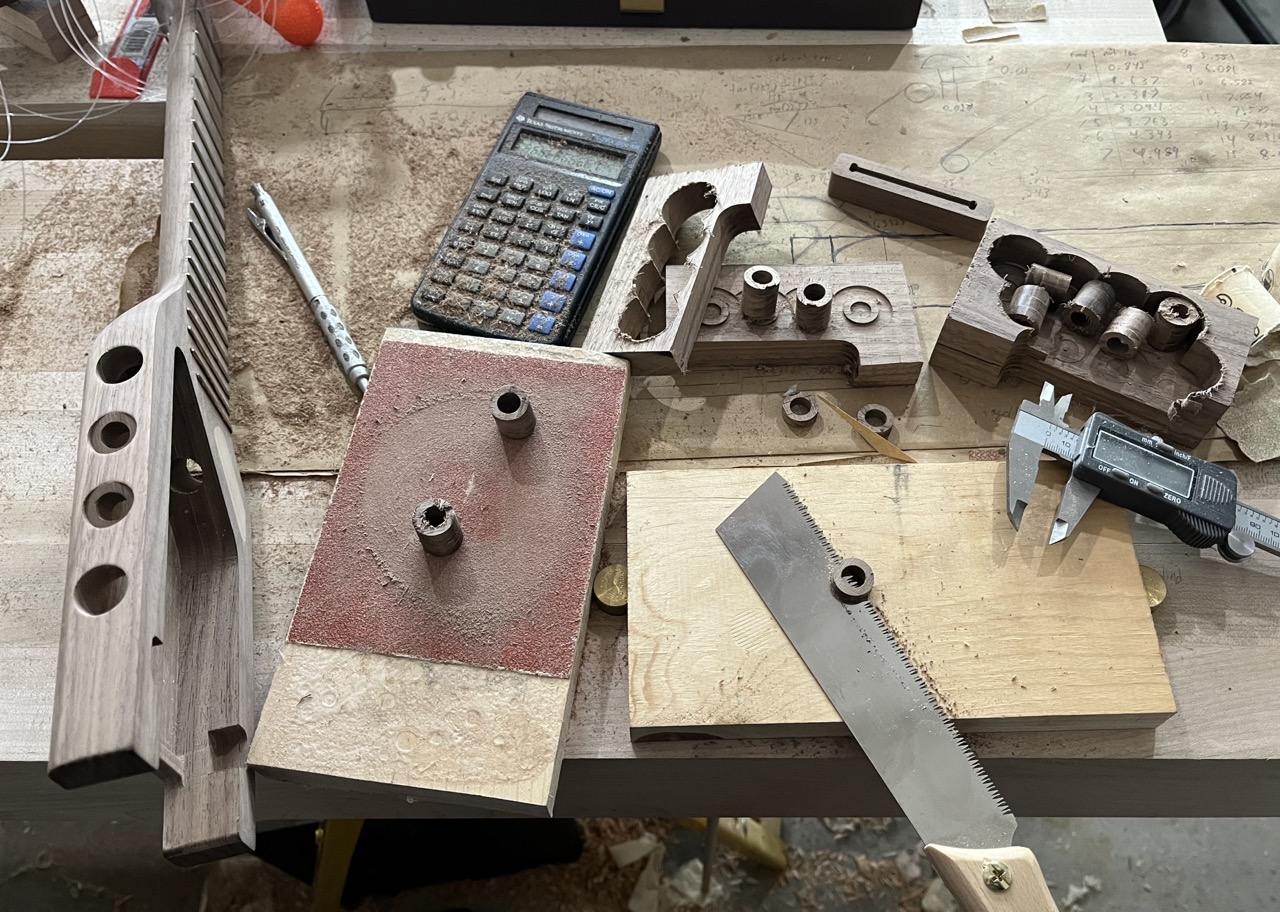 Tuner mounts, the making of. Lots of sawdust and sandpaper